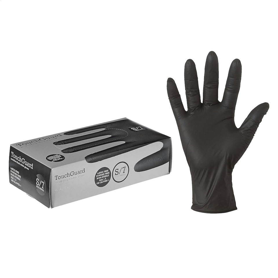 image 1 of Touchguard Black Sensitive Nitrile Gloves - Box of 100