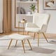 image 1 of Yaheetech Boucle Accent Chair and Ottoman Set with Metal Legs White | Ivory