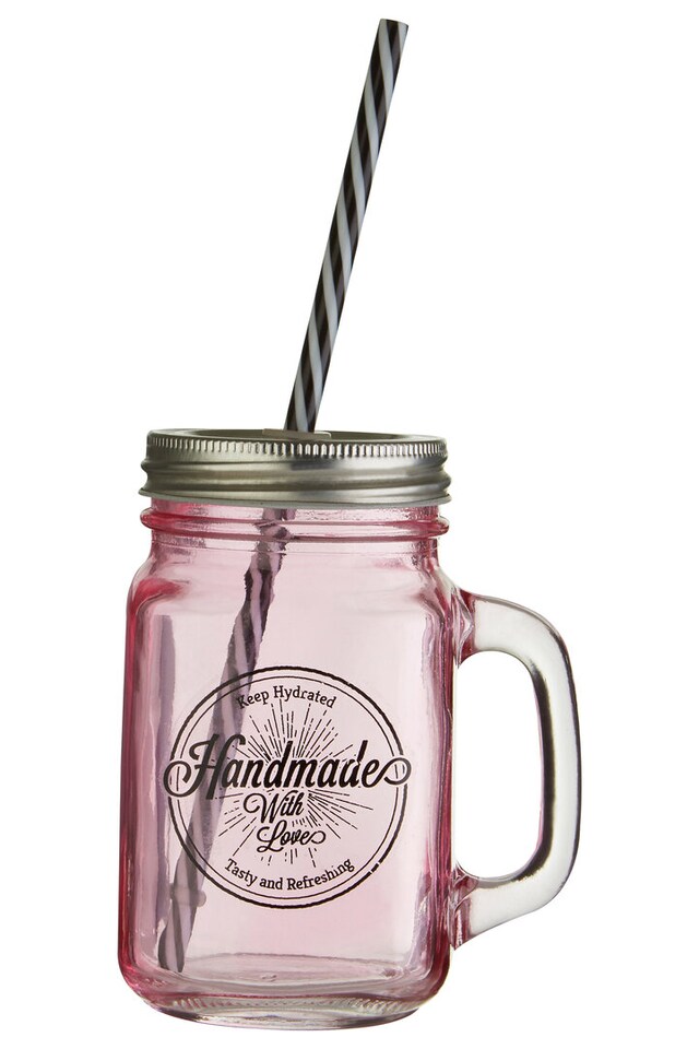 Handmade With Love Square Mason Jar Mug