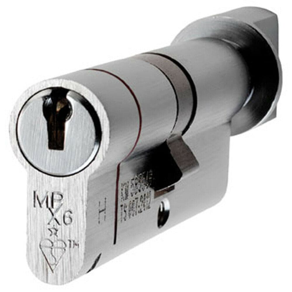 Loops 70mm EURO Cylinder & Thumbturn Lock Keyed to Differ 6 Pin Satin Chrome