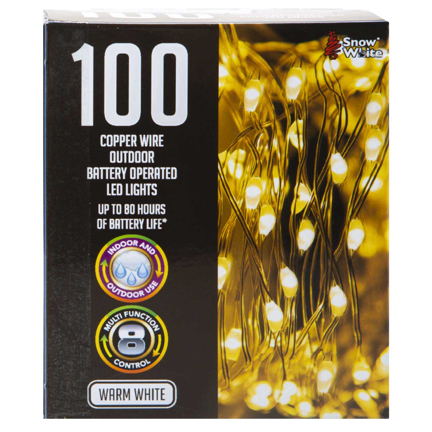 VFM e-Store Outdoor Copper Wire Lights - 100 LED Warm White