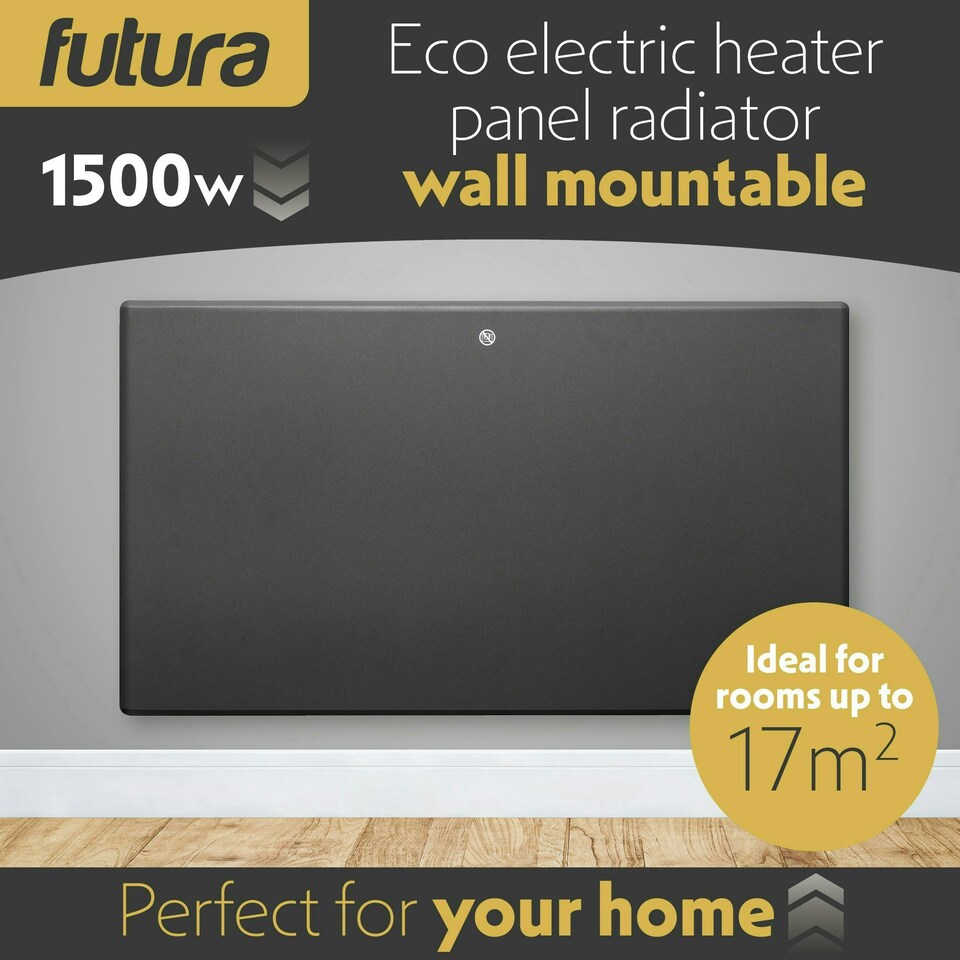 image 1 of Futura 1500W Electric Panel Wall Radiator Heater Grey
