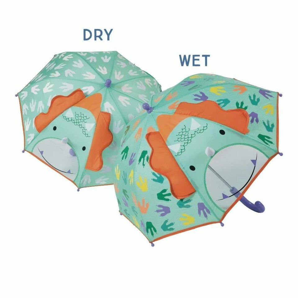Floss & Rock Kids Umbrella Colour Changing - 3D Dino | Multi
