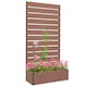 image 1 of Outsunny Raised Garden Bed with Trellis Standing Patio Planter Box Light Brown