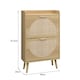 image 9 of 2 Door Shoe Storage Cabinet Rattan Door Fronts Solid Wooden Legs Home Furniture