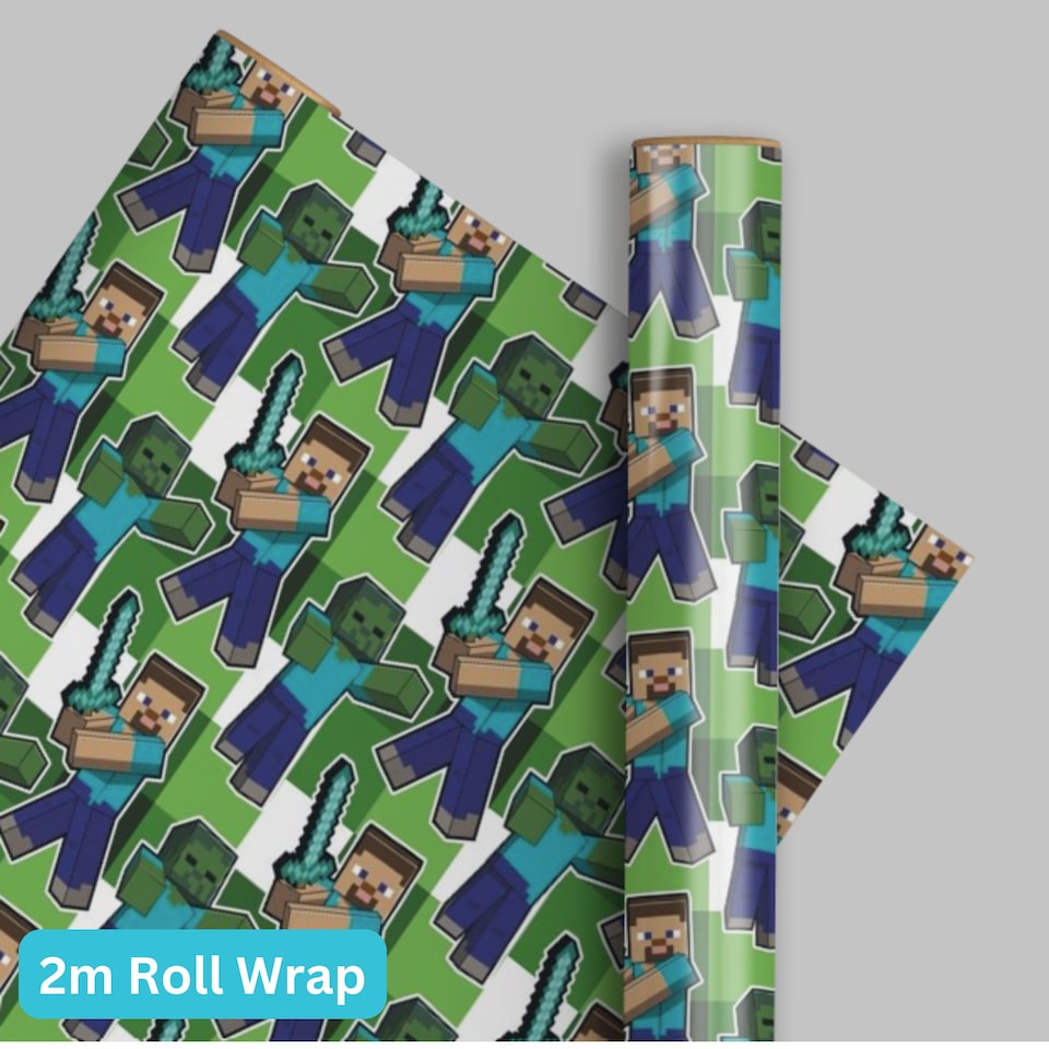 image 1 of Minecraft Gift Wrap Roll 2m