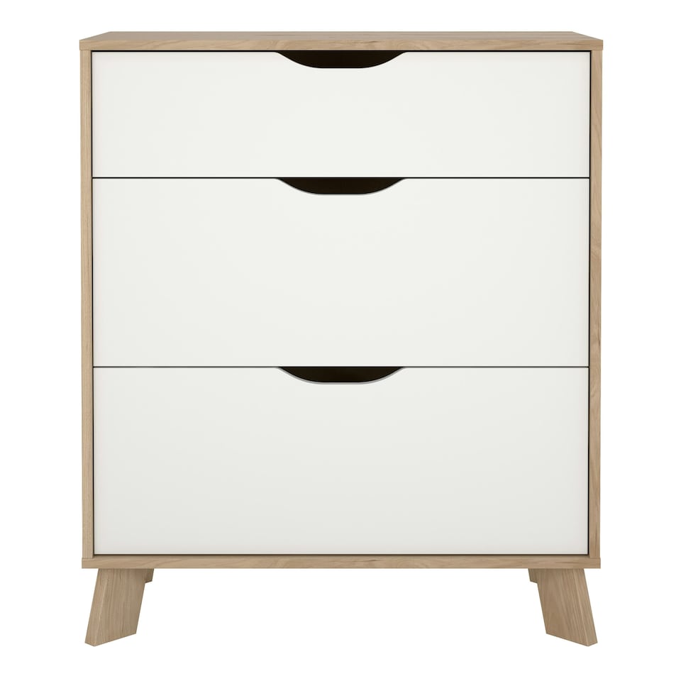 image 1 of Ikast Chest 3 Drawers in Jackson Hickory and White