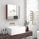 image 8 of kleankin Double Door Bathroom Mirror Cabinet, Wall Mounted Bathroom Storage Cabinet, Soft Closing, 63L x 60Hcm