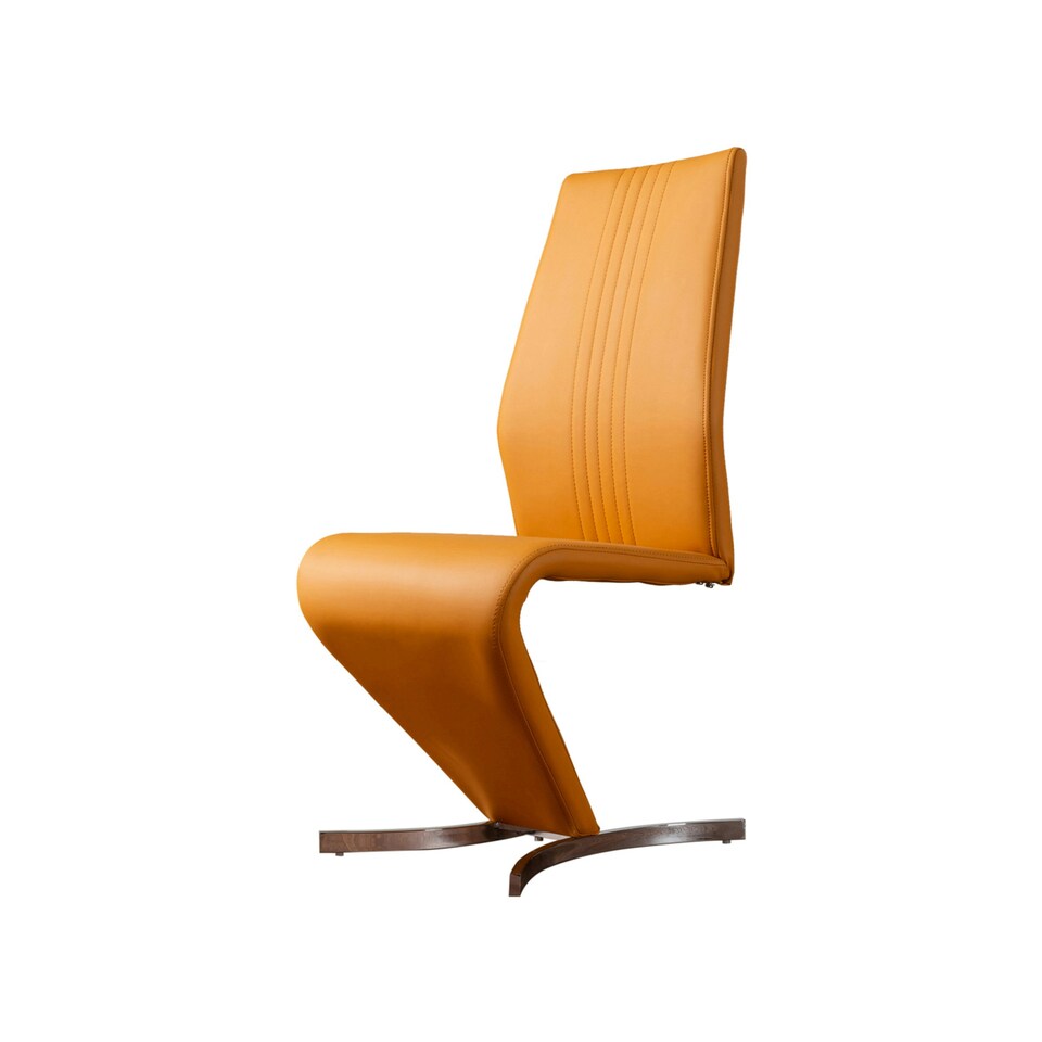 image 1 of Furniturebox 2x Willow Mustard Yellow Faux Leather Chrome 'Z' Dining Chairs