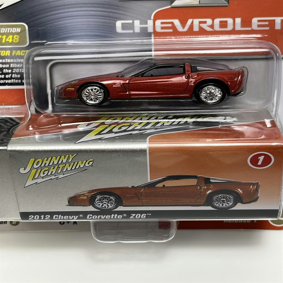 image 1 of 2012 Chevy Corvette Z06 with Tin Inferno Orange 1:64 Scale Johnny Lightning JLCT009B