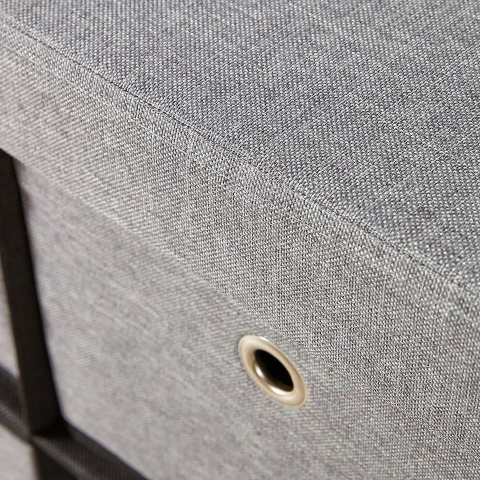 image 1 of Folding Ottoman 6 Drawer Storage Chest Solid Sturdy Space Saving Grey Fabric