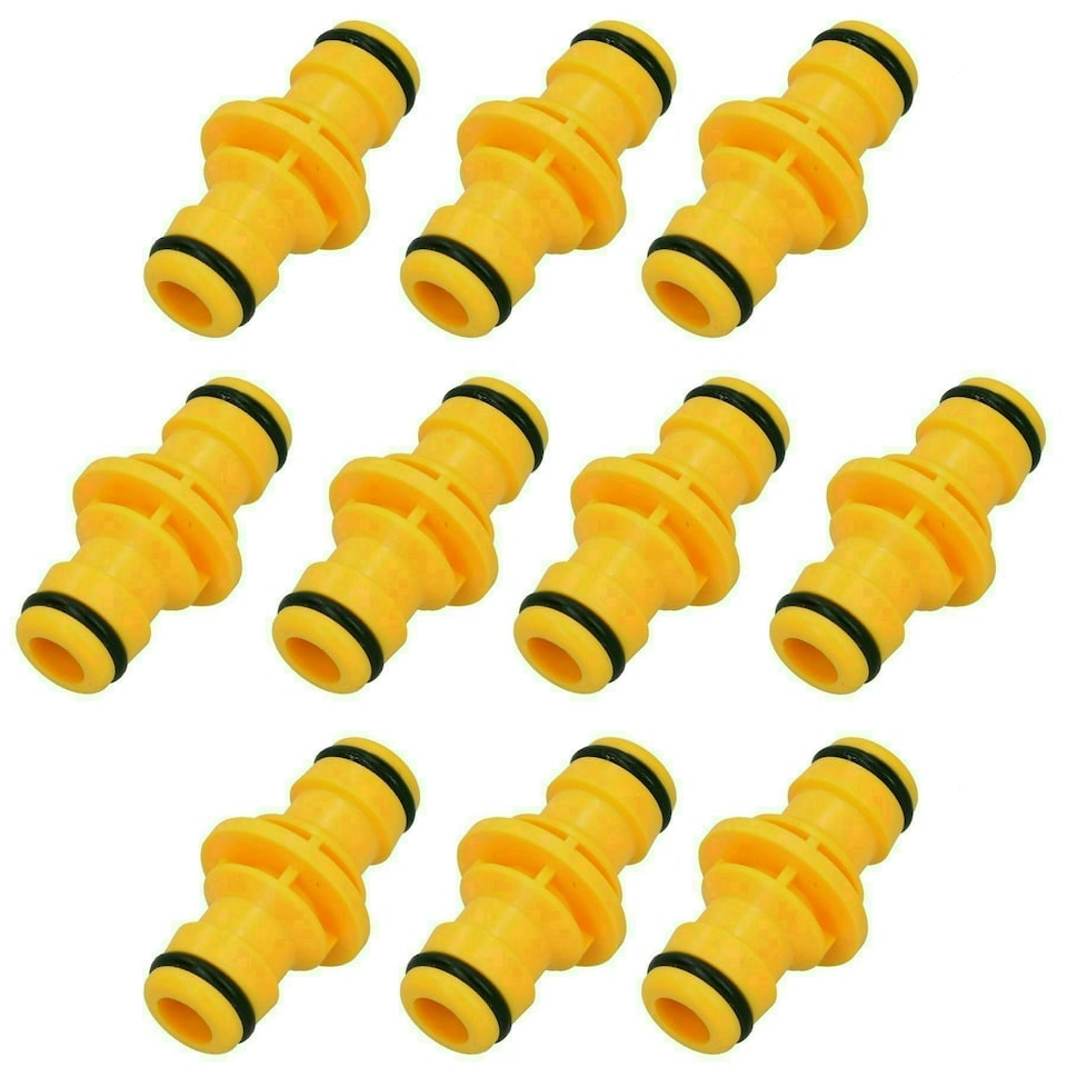 image 1 of 2 Way Male Straight Garden Hose Water Pipe Connector Fast Joiner Coupler 10pc