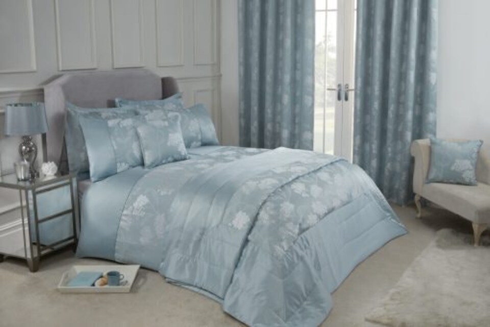 image 1 of English Garden Bedspread Duck Egg | Blue | Blue