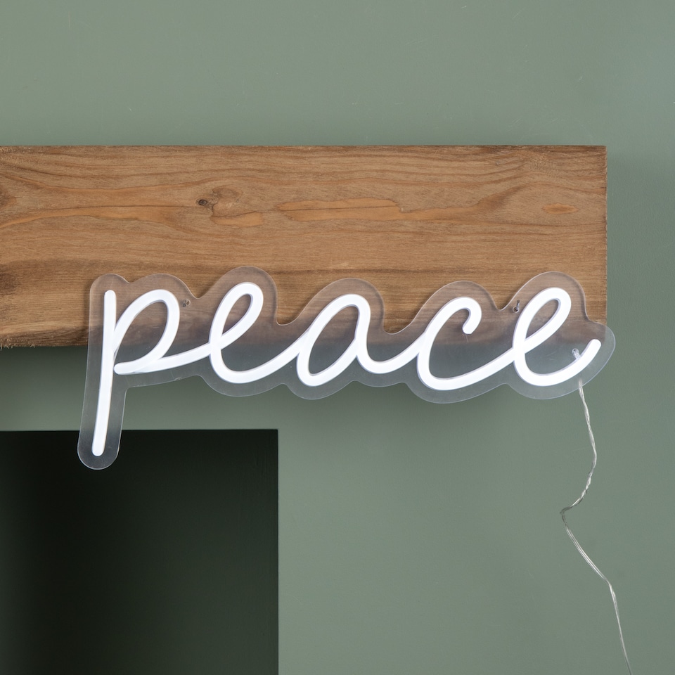 image 1 of 40cm Light up Neon Effect Peace Decorative Sign with 145 White LEDs