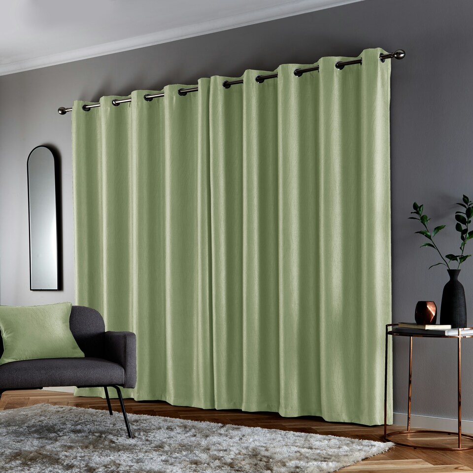 image 1 of Goodwood Green Curtains 46 x 54 inch (117 x 137 cm) Room Darkening Eyelet Thermal Noise Reducing Curtains for Bedroom and Living Room