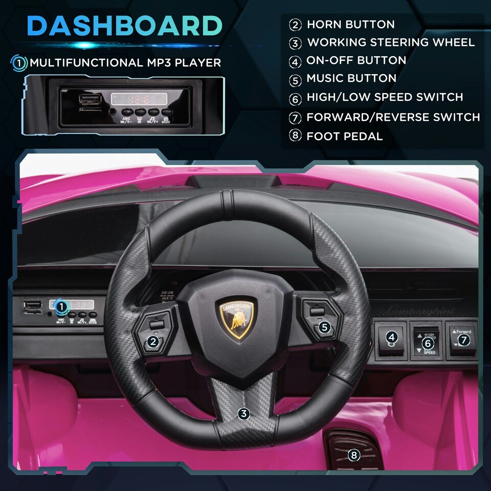 image 1 of HOMCOM Lamborghini SIAN 12V Electric Car for Kids w/ Remote Control