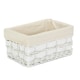image 7 of Small White Scandi Storage Basket With White Lining | White | White