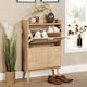 image 3 of 2 Door Shoe Storage Cabinet Rattan Door Fronts Solid Wooden Legs Home Furniture
