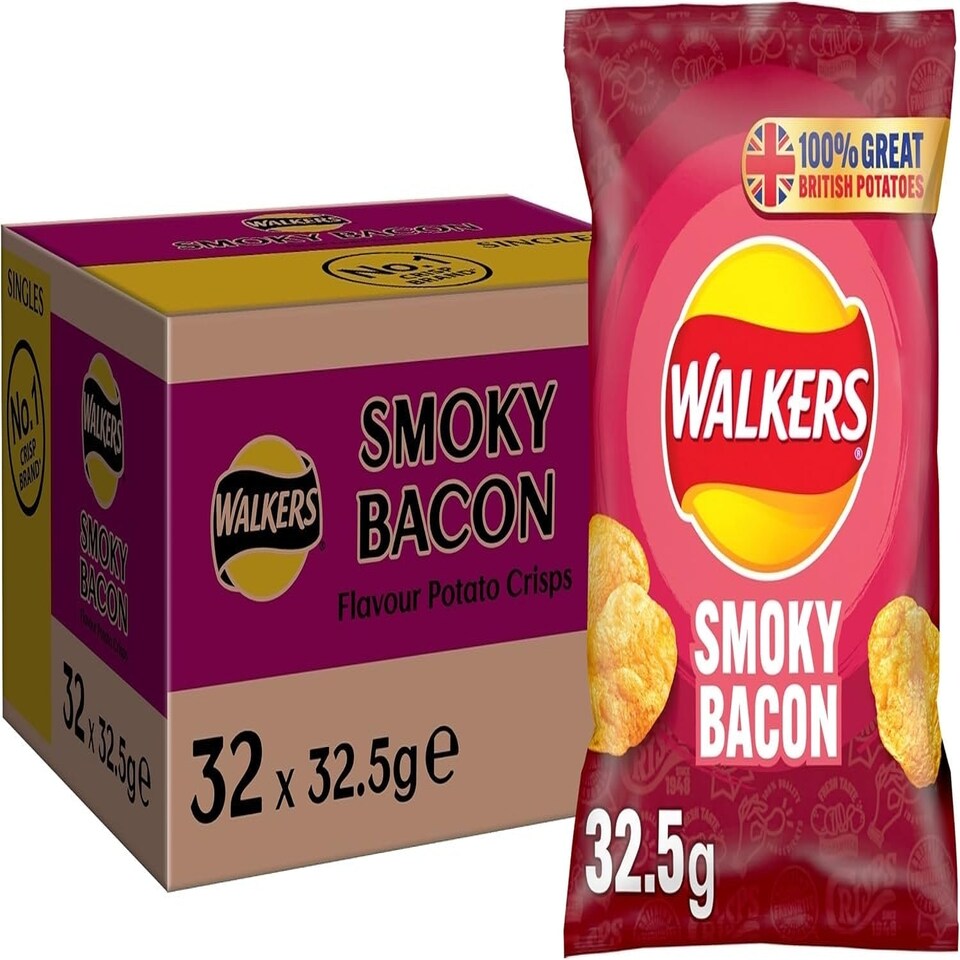 image 1 of Walkers Smoky Bacon Crisps 32.5g (case of 32)