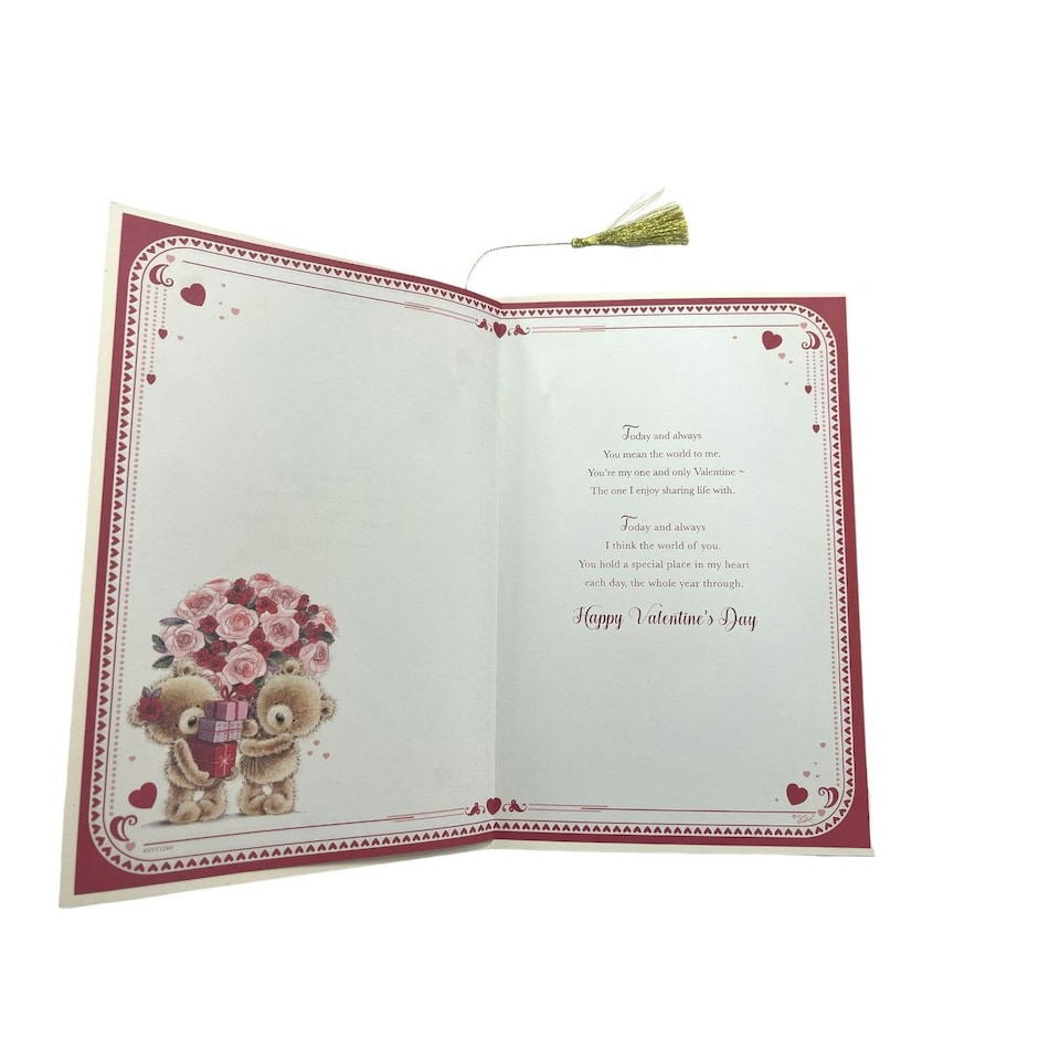 image 1 of To Partner Teddies With Gifts & Bouquet Glitter Finished Valentine's Day Card