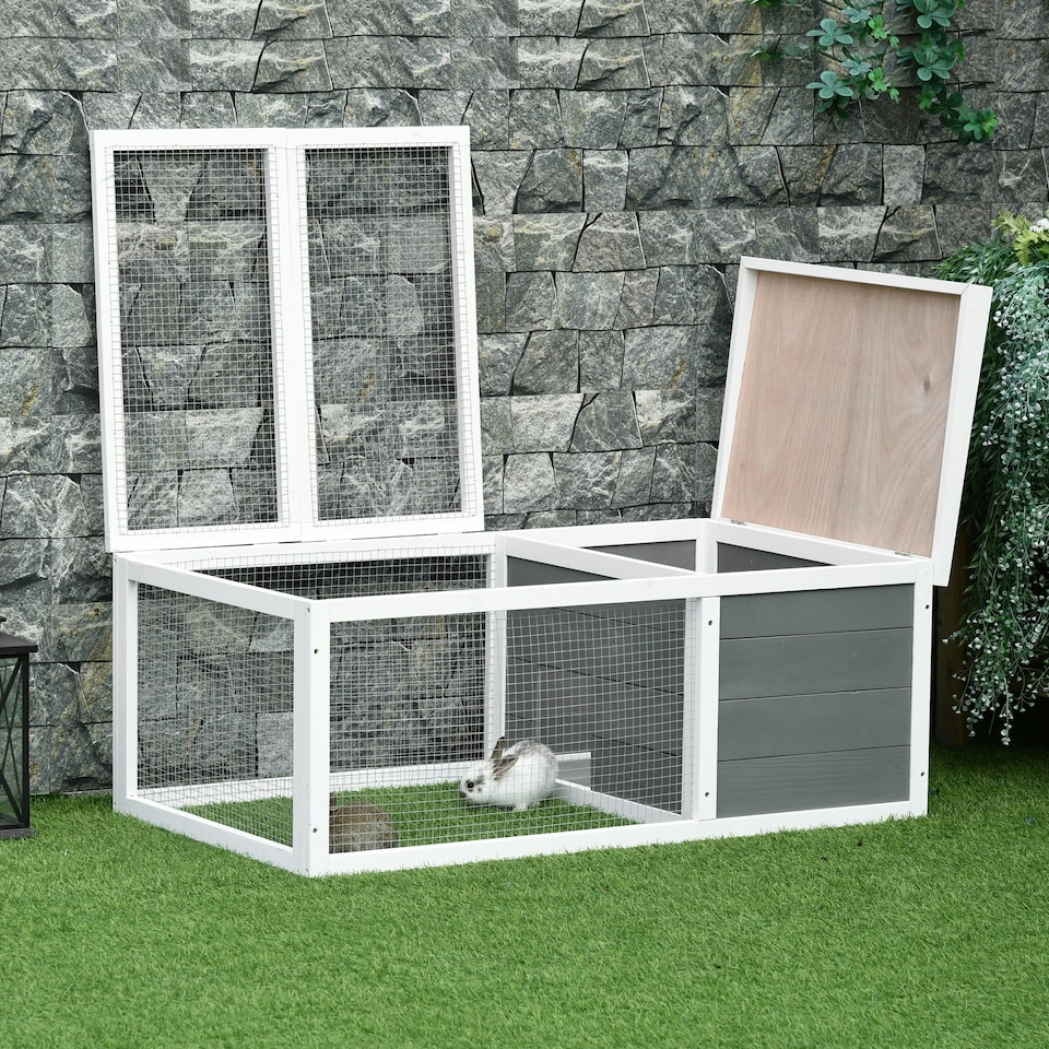 image 1 of PawHut Rabbit Hutch Animal Cage Pet Run Cover, with Water-resistant Asphalt Roof
