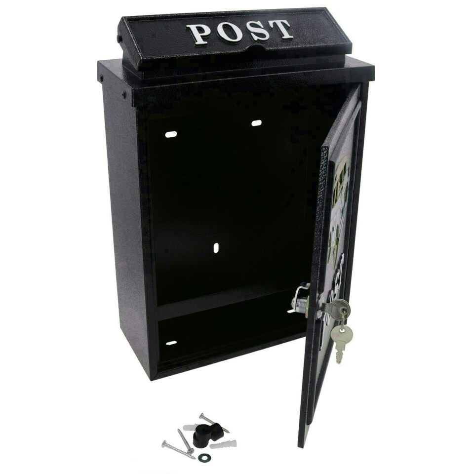 image 1 of Landrover Defender Letter Post Mail Box Metal Black Wall Door House Lockable Black