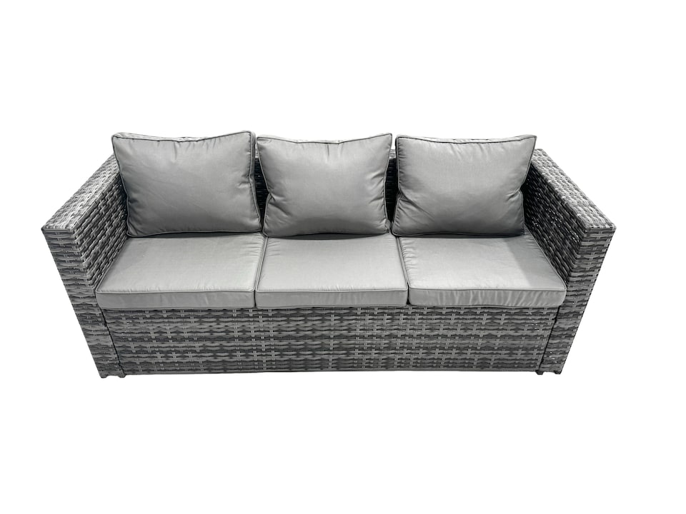 image 1 of Fimous Outdoor Rattan Garden Furniture Set 8 Seater Patio Lounge Sofa Set with Square Coffee Table 2 Side Tables 2 Big Footstools Dark Grey Mixed