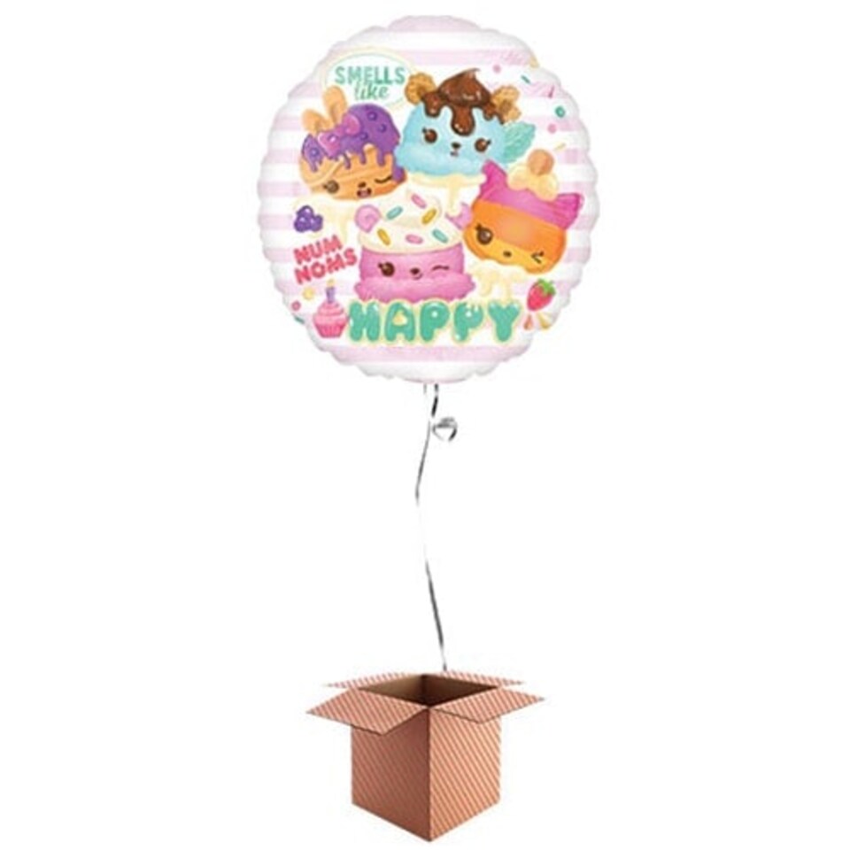 Num Noms Round Foil Balloon - Inflated Balloon in a Box