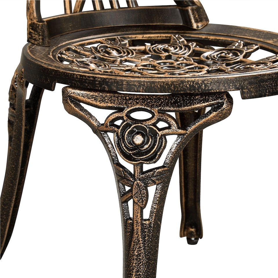 image 1 of Yaheetech 3 Piece Patio Bistro Table Set with Umbrella Hole-Bronze | Bronze | Bronze | 1