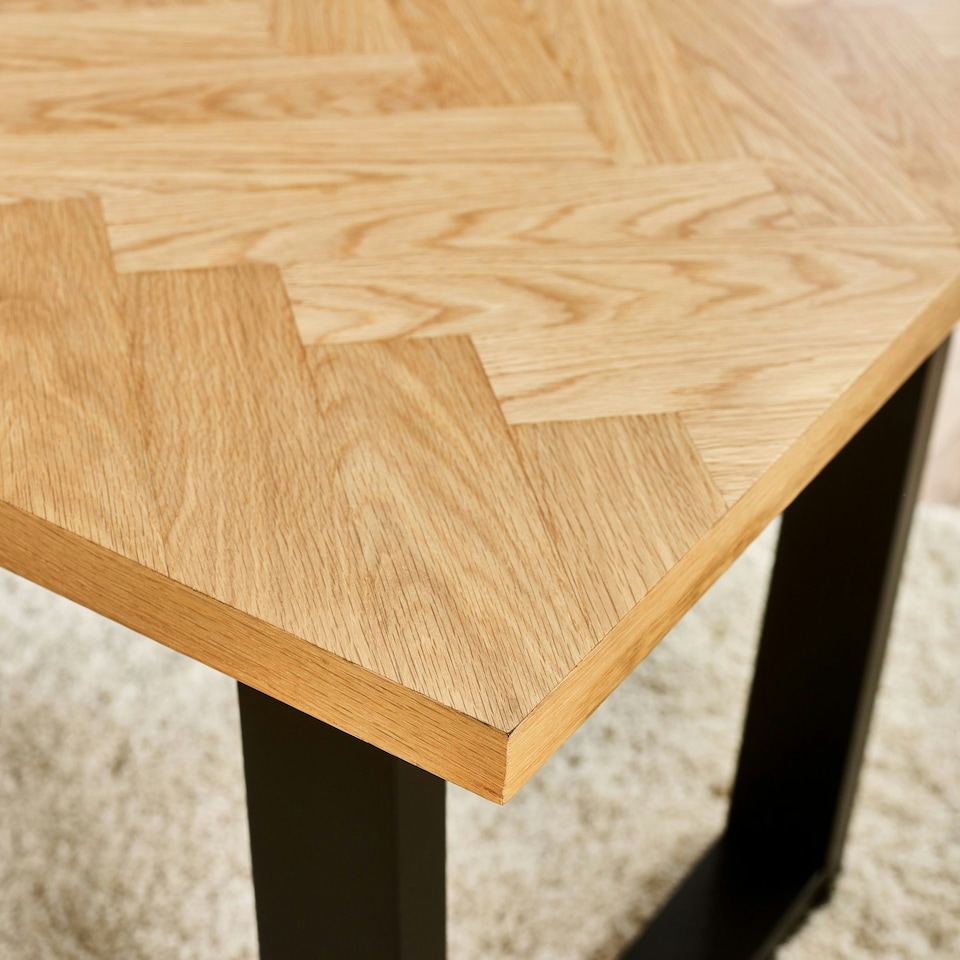 image 1 of Furniturebox Cotswold Oak and Black Wood Dining Table