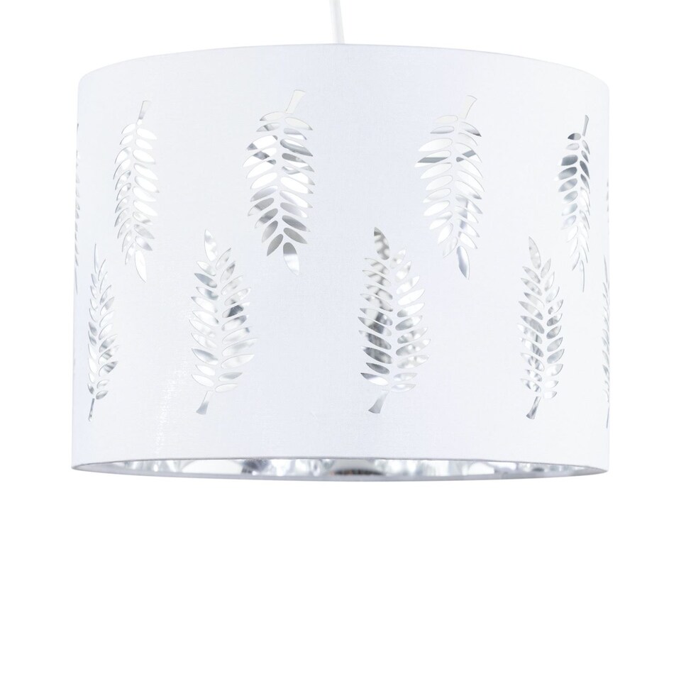 image 1 of Fern - White Cut Out 30cm Pendant Lightshade | White | Silver | Large | 1