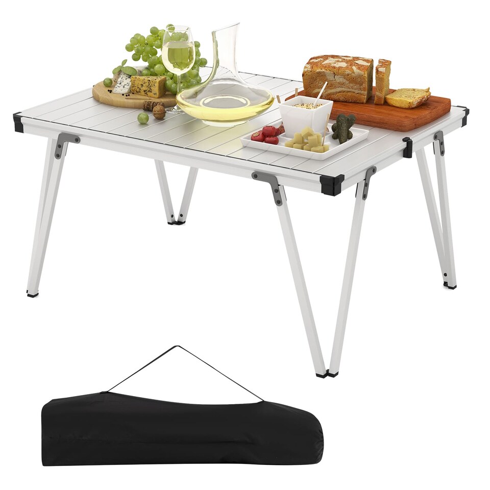 image 1 of COSTWAY Folding Camping Table Picnic Table w/ Storage Bag | Silver