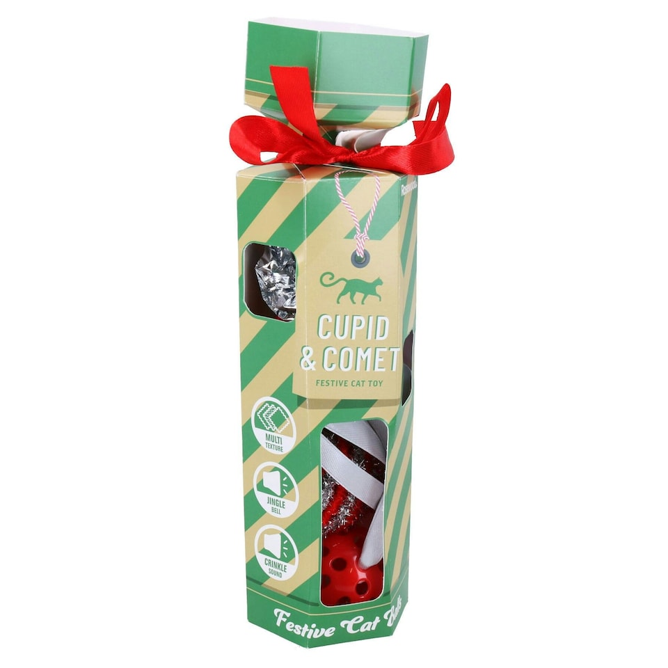 image 1 of 2pk Kitten Cat Christmas Cracker Gift Each Cracker Contains 4 Different Textured Balls