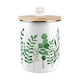 image 1 of Green Plant Foliage Food Waste Caddy - Enamel 2L Kitchen Compost Bin