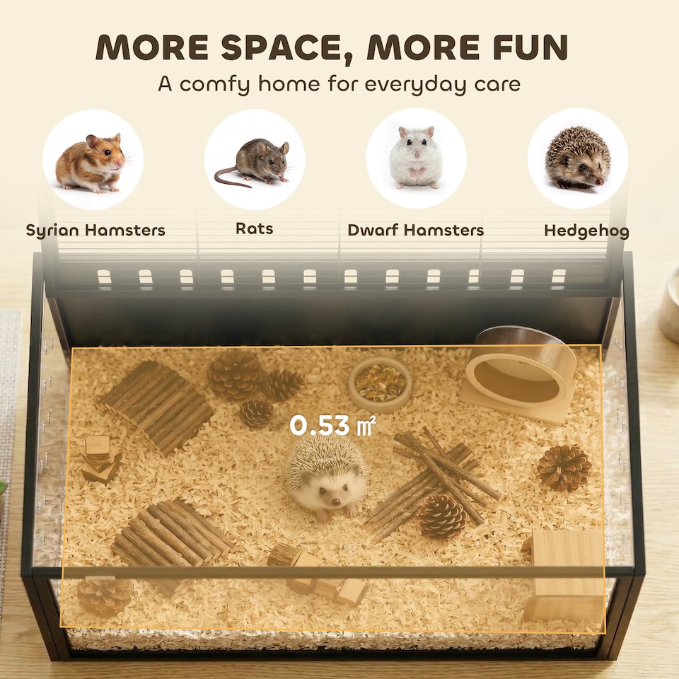 image 1 of PawHut Hamster Cage Steel Acrylic Frame Large Rat Cage with Openable Top