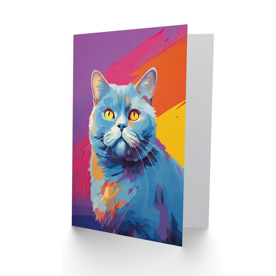 image 1 of British Shorthair Cat Lover Gift Pet Portrait Painting Art Card
