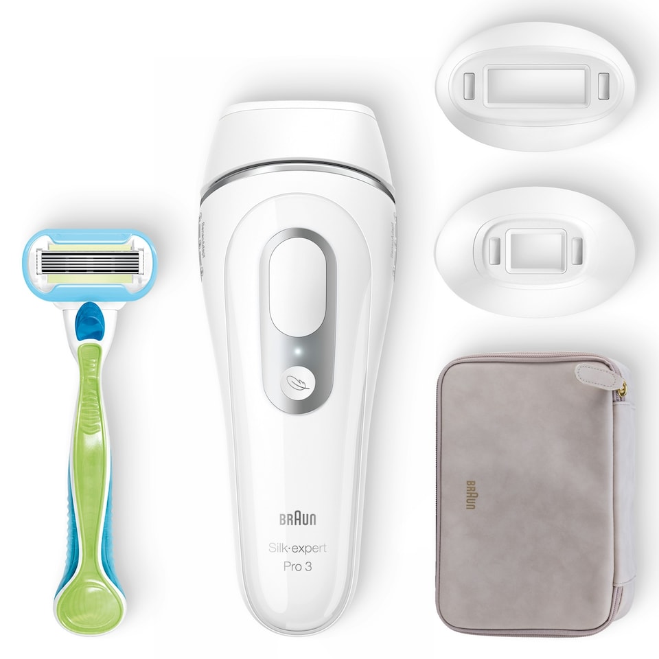 image 1 of Braun Silk·expert Pro 3, Women’s IPL, At Home Hair Removal Germanyvice with Pouch, White/Silver, PL3233