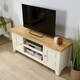 image 3 of 2 Doors 2 Shelves TV Stand Media Entertainment Storage Cabinet Wooden | White | White