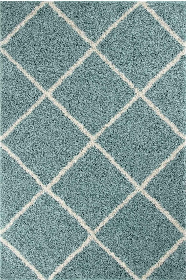 image 1 of The Rugs Moroccan Collection Soft High Pile Shaggy Diamond Floor Rugs and Runners Living Room