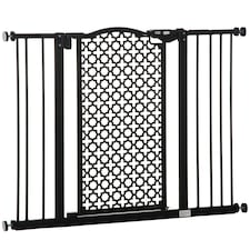 PawHut 74-105cm Pet Safety Gate, Pressure Fit Stair with Double Locking - Black