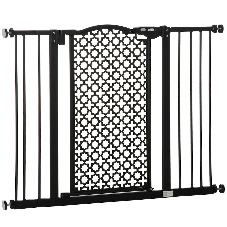 image 1 of PawHut 74-105cm Pet Safety Gate, Pressure Fit Stair with Double Locking - Black