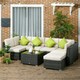 image 2 of Outsunny 8 Pieces Patio Rattan Sofa Set Outdoor Garden Furniture Set Brown