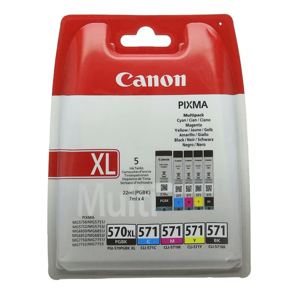 image 1 of 2x Canon PGI570XL Black Ink Cartridges Multi | Set of 5 Canon PGI570XL CLI571 Original Ink Cartridges