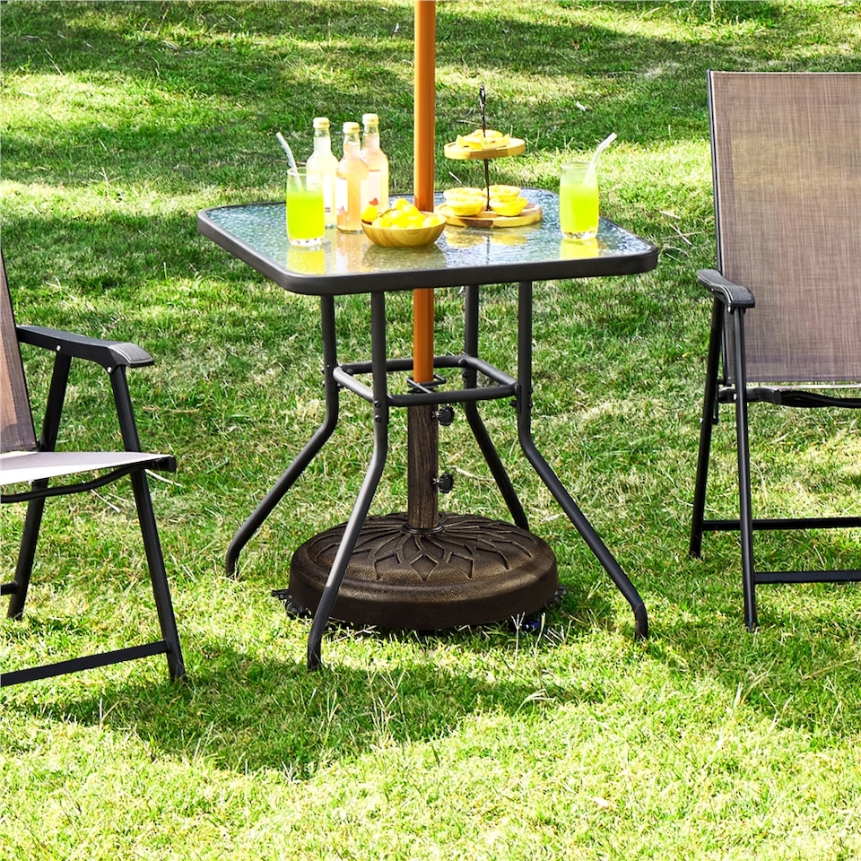 image 1 of Yaheetech 50.5 cm Outdoor Patio Rolling Heavy-duty Self-Weight Market Umbrella Base-Bronze | Bronze | Bronze