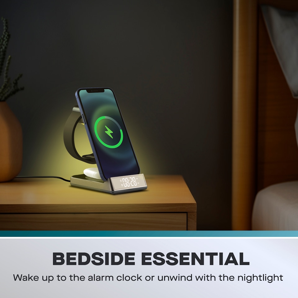 image 1 of Daewoo 5 In 1 Wireless Charger Foldable Station Black
