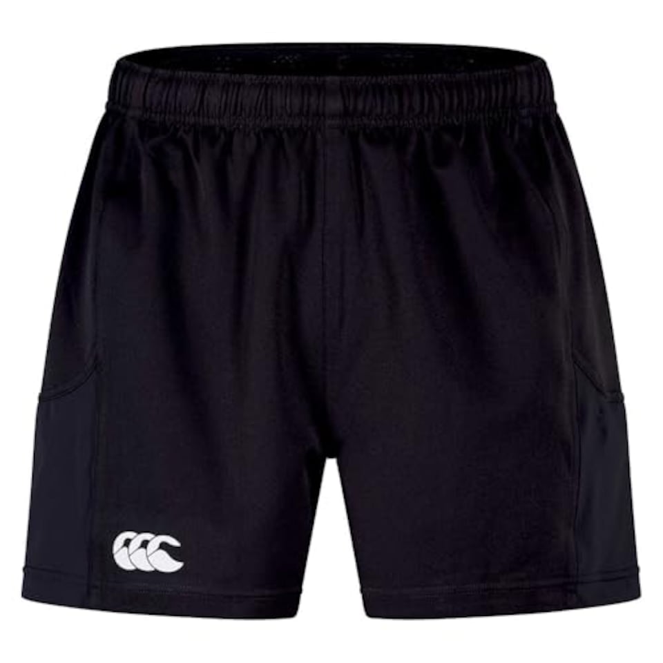 image 1 of Canterbury Men's Advantage Rugby Shorts 2.0 | Elasticated Waist | Ccc Logo Gym Shorts, Black, Xl
