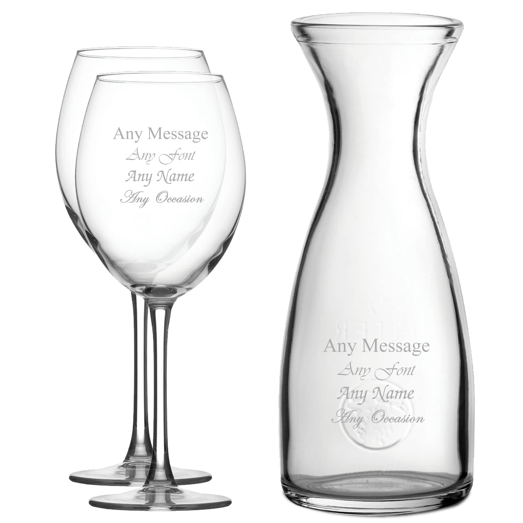 Personalised Engraved Set of 2 Enoteca Wine Glass 1 Litre Carafe Set