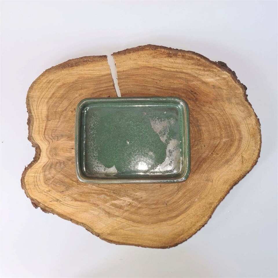 Yorkshire Bonsai 20cm Glazed Drip Tray Rectangle Green