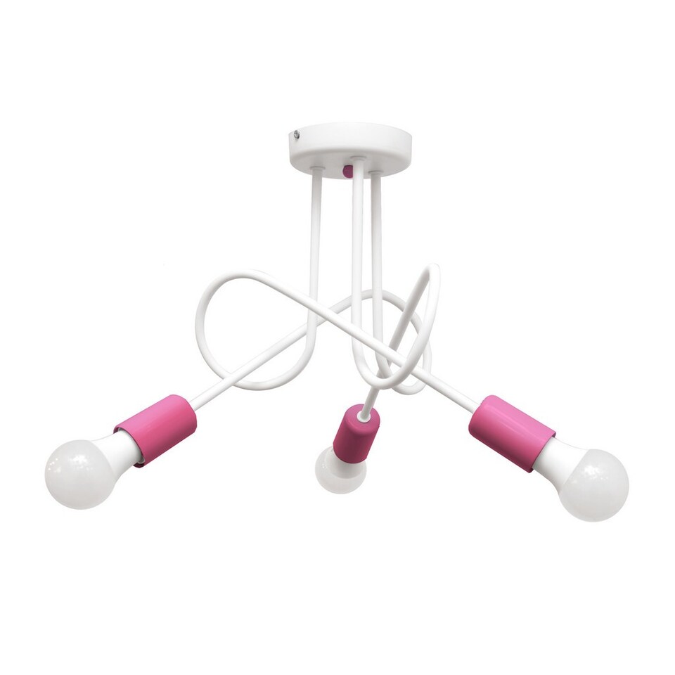 Oxford Multi Arm Semi Flush Ceiling Light White, Pink 50cm