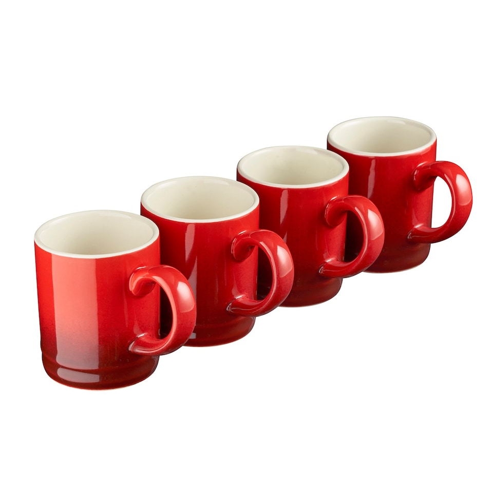 image 1 of Cooks Professional 4pc Espresso Cup Set - Stoneware Mini Mugs - 100ml | Red | Red